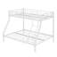 Twin Over Double Metal Bunk Bed Upper Single Lower Double Iron 1-Piece Bunk Bed White - With 360-Degree Guardrails and Ladder