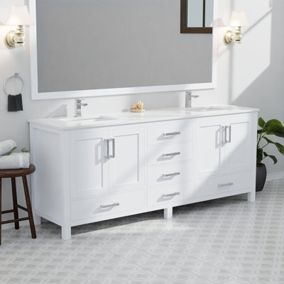 Meuble-lavabo double avec comptoir Carrara