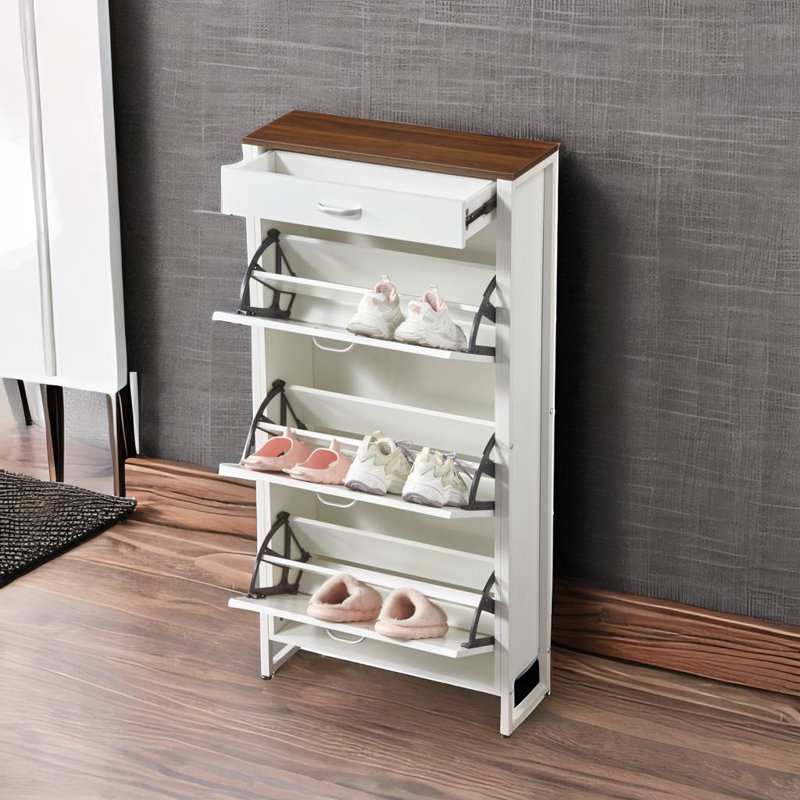 Armoire à chaussures mince autoportante, Blanc