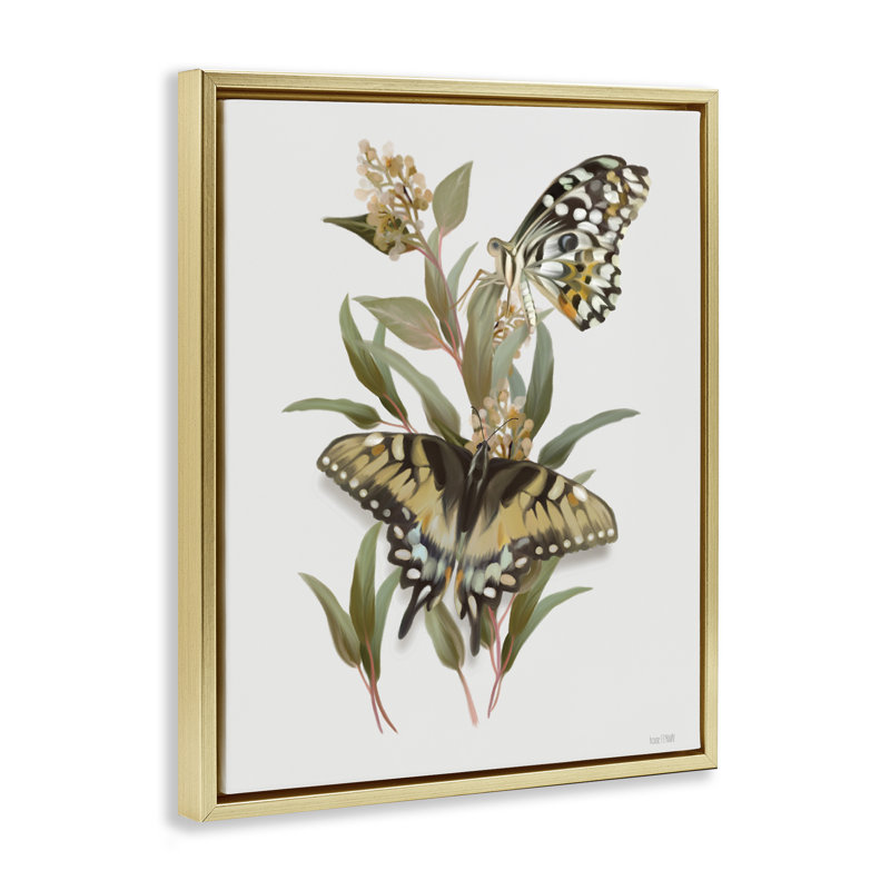 Cadre flottant avec herbes vertes Butterfly Grove, conception de House Fenway, H 21 po x l 17 po