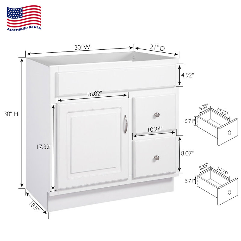Concord 30-Inch White Pine Bathroom Vanity Cabinet