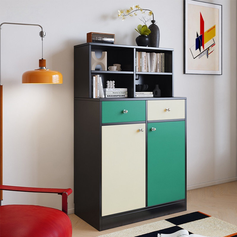 Armoire de rangement de couleur assortie, Noir / Blanc / Vert