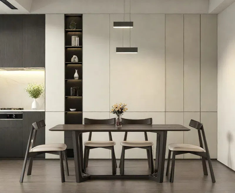 Solid Ash Wood Dining Table Sets., 29.53"H x 55.12"L x 31.5"W