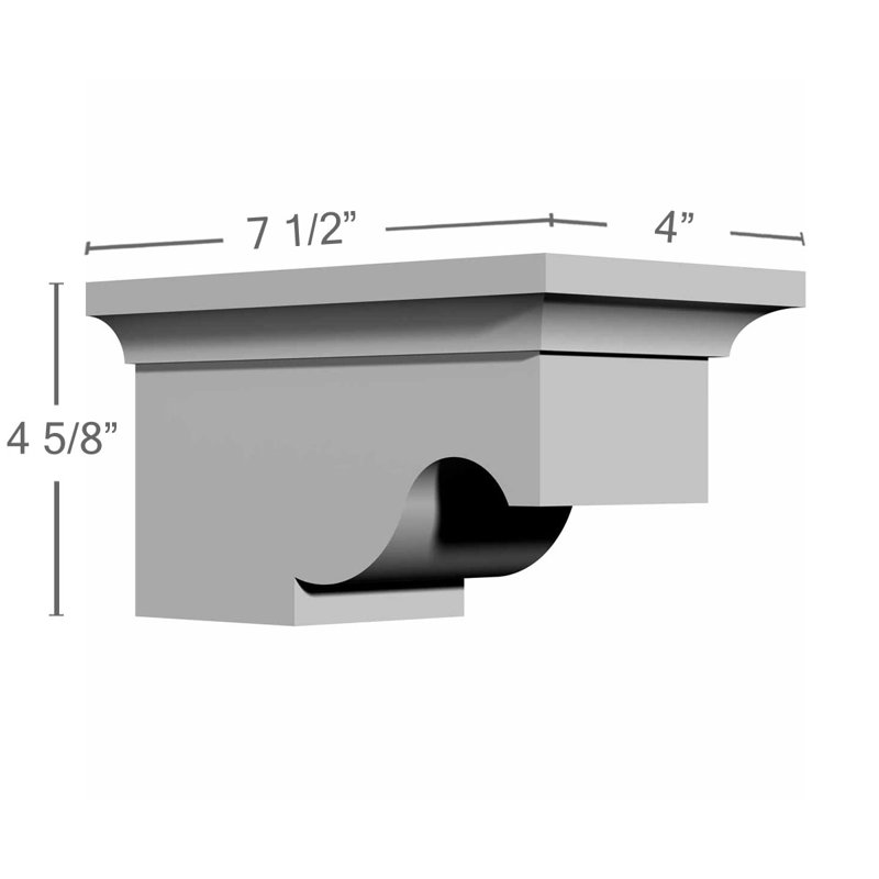 Support Endurathane Dublin, l 4 5/8 po x P 7 1/2 po x H 4 po, apprêté en usine, H 4 po x l 4,625 po x P 7,5 po