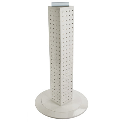 White Four-sided 4"W x 24"H Pegboard Tower with Revolving 14.5" Base