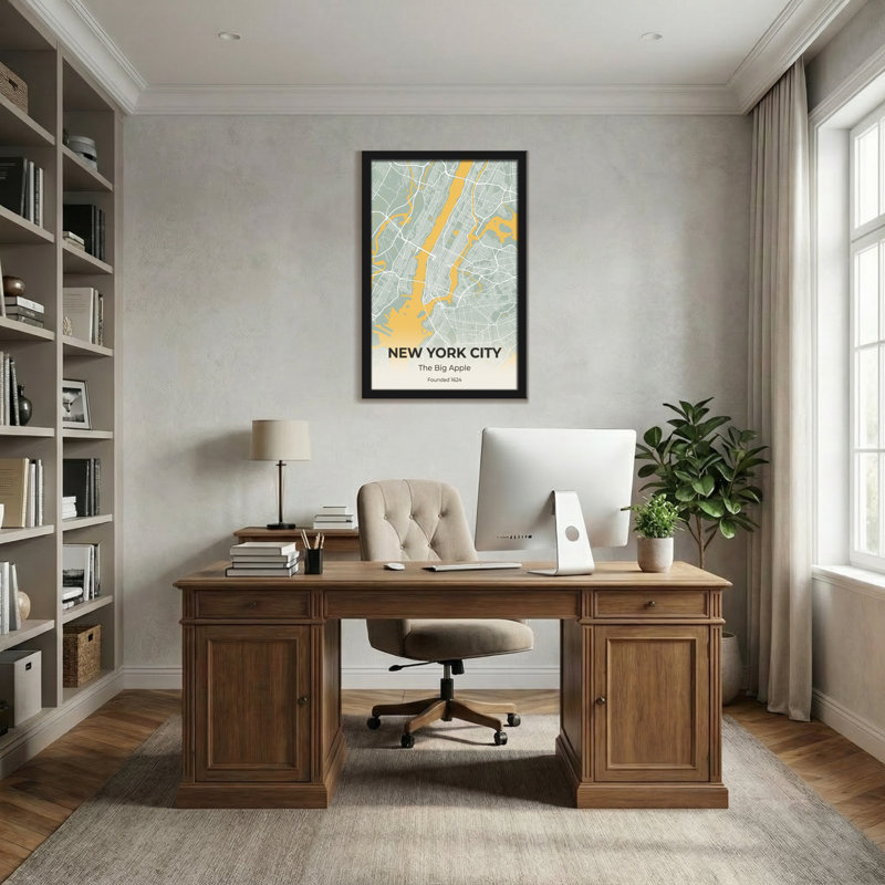 «Scenic & Cityscapes New York City Map Art Print Design», H 30 po x l 20 po