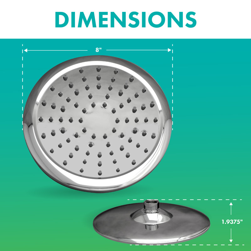 Rainfall Spa 8-Inch Chrome Wall Mounted Shower Head