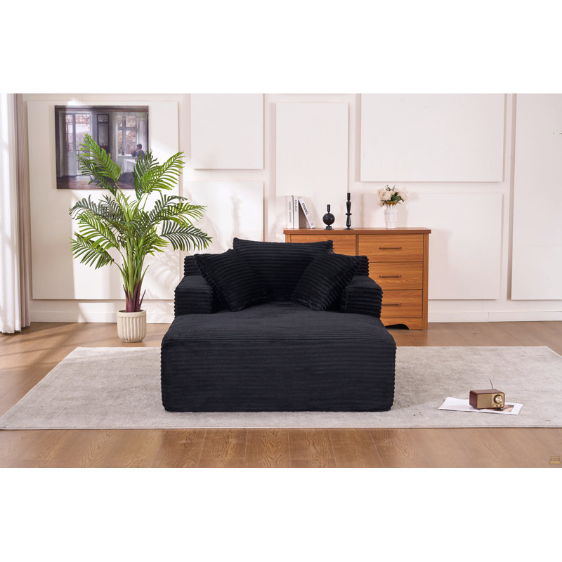 Chaise longue surdimensionnée d'intérieur, 32.28" H x 48.5" W x 61.81" D, Noir
