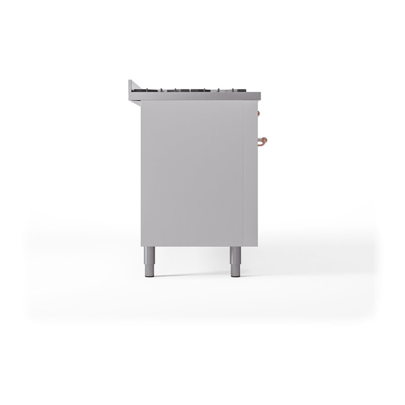 ILVE Nostalgie II Noblesse 60 in Dual Fuel Range, 9 Burner, Griddle, White/Copper, Natural Gas
