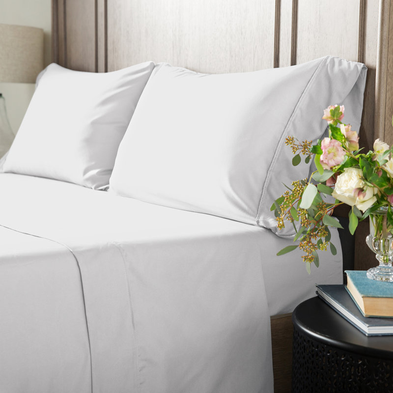 Ensemble de draps Atrina Fugue, Ensemble de draps divisés pour très grand lit + , Blanc