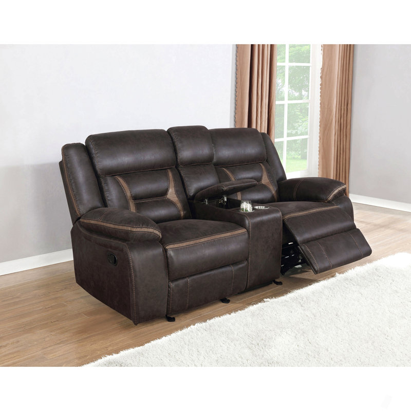 Causeuse rembourrée avec console, Brun
