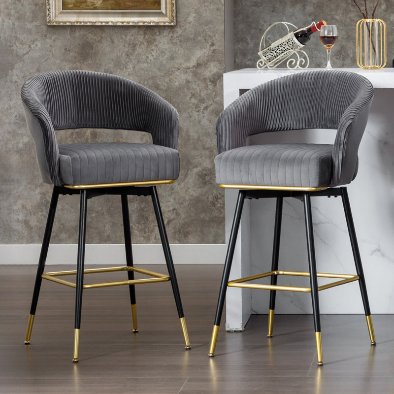 Tabouret de bar rotatif 29,5 po Roellig, Gris
