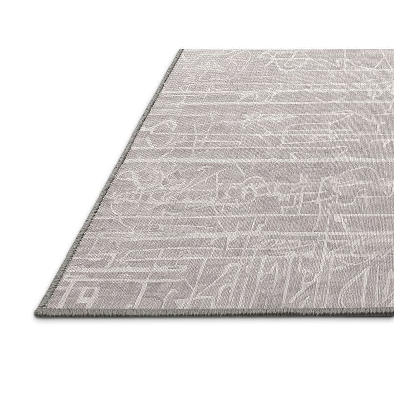 Machine Washable Gray Area Rug, Rectangle 2' x 3'