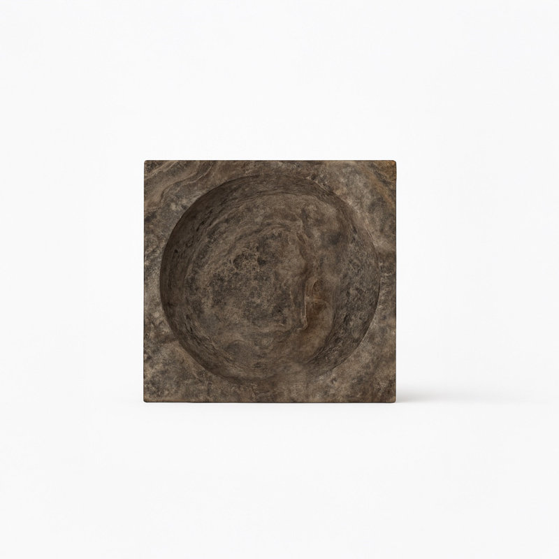 Grey Travertine Sq. Bowl Sm.