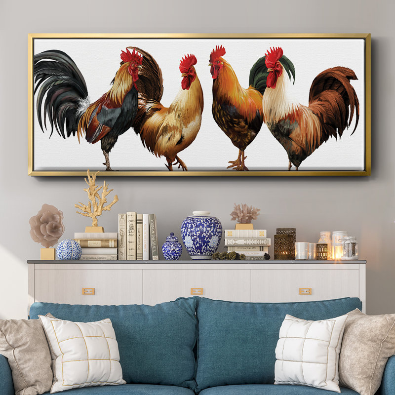 Rooster- Framed Canvas, 8" H x 20" W