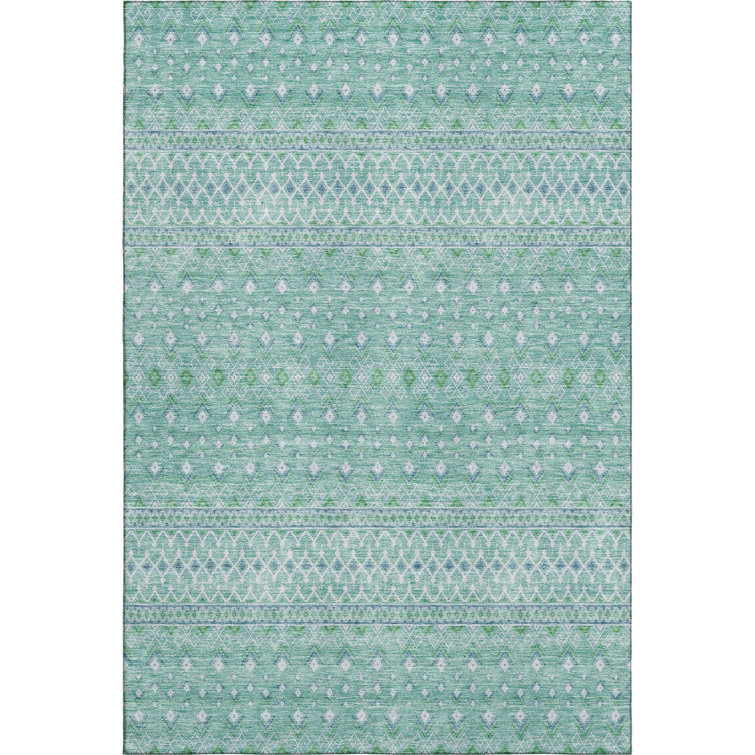 Premium Machine Washable Prisco Aqua Rug