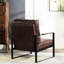 Chaise de chambre à coucher de style Mid-Century moderne, microfibre brun foncé, structure en métal robuste, coussin de siège rembourré et épais pour le salon, chaise de bureau en microfibre avec cadre, chambre à coucher élégante, bureau,-1842510428