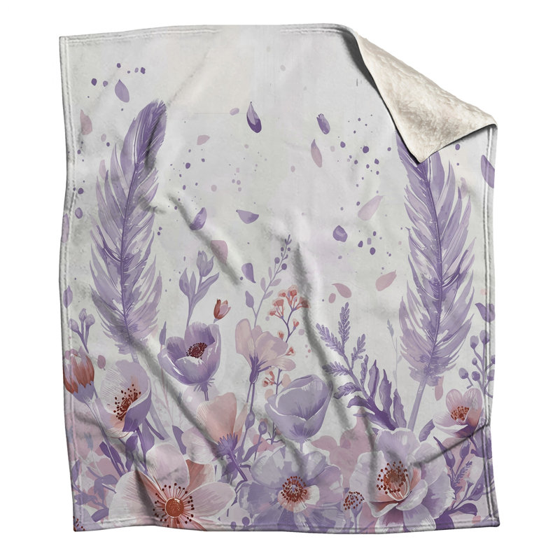 Couvertures de plumes florales mauves, L 50 po x H 60 po