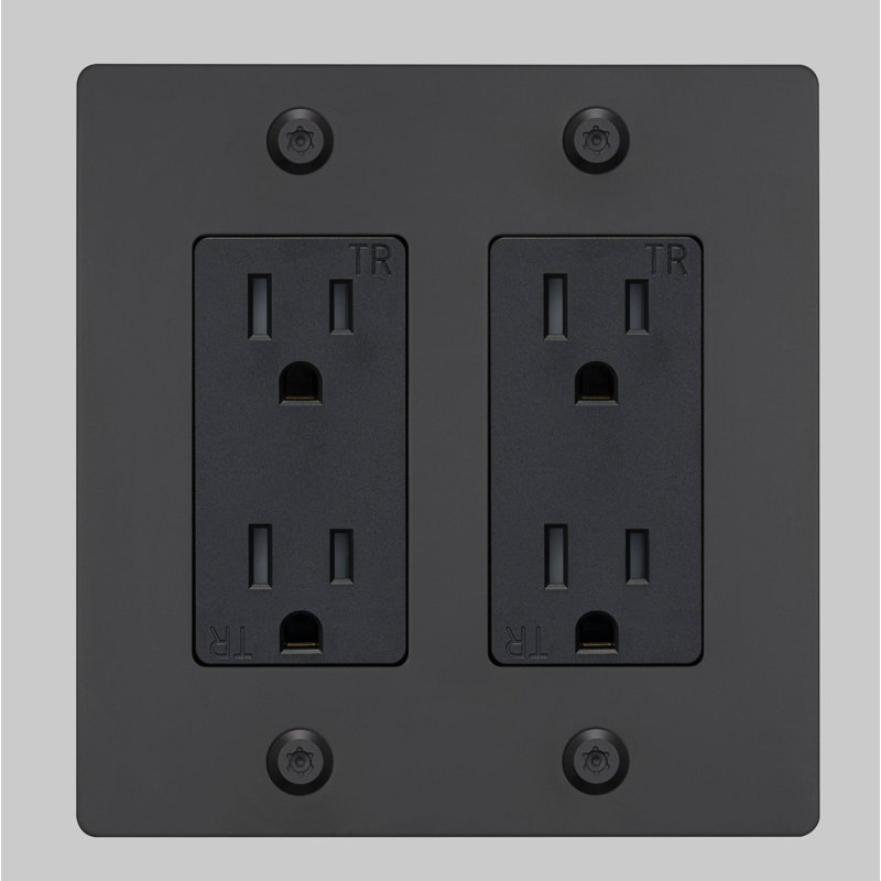 2G Duplex Outlet / Linear / Without Logo, Black