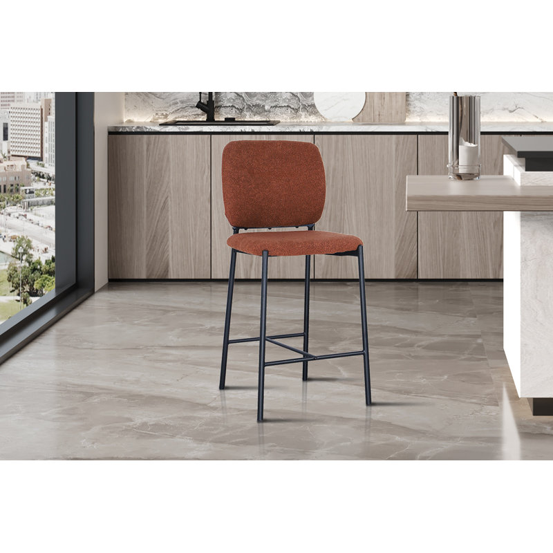 Vallonia Upholstered Counter Stool, Amber and rust