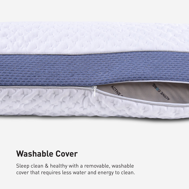 Balance 2.0 White and Blue Medium Hybrid Pillow