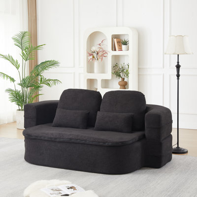 75''2-in-1 Foldable Sofa,Convertible Sleeper Foam Sofa Bed with Multi Functional Blanket, Chenille Floor folding sofa bed,  Floor Sofa Lounge Sofa for Living Room Bedroom Lounge Studio