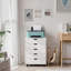 Porte-imprimante sous-bureau à 5 tiroirs avec rangement vertical à roulettes pour bureau à domicile, petit bureau pour imprimante, P 15,75 po x l 18,74 po x H 25,39 po, blanc-126609286