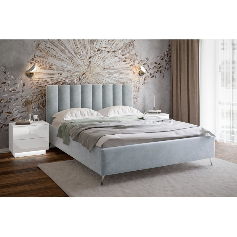 Vicente Upholstered Ottoman Storage Bed, Blue, Super King (6')