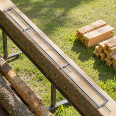 Rail Mill Guide System, 12 ft 4 Crossbar Chainsaw Mill Kits, Aluminum Saw Milling Rails System Works with Chainsaw, 2 Wedges, Adjustable Rail Milling Guide Kit for Builders Woodworkers
