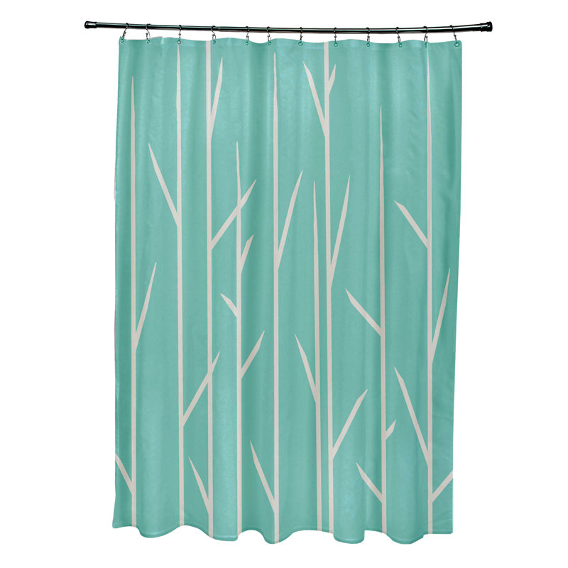 Rideau de douche simple à motif floral Hiromesa, Bleu marine printanier
