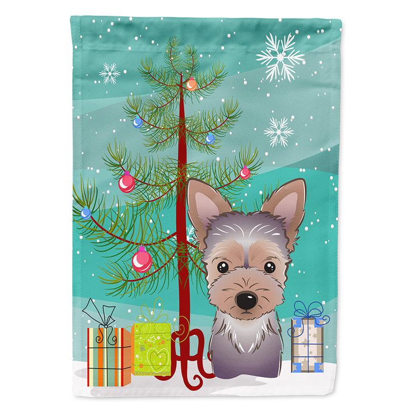 Drapeau en polyester 2 côtés sous l’arbre Silloth, Yorkie, H 40 po x l 28 po x P 0,01 po, Drapeau pour la maison