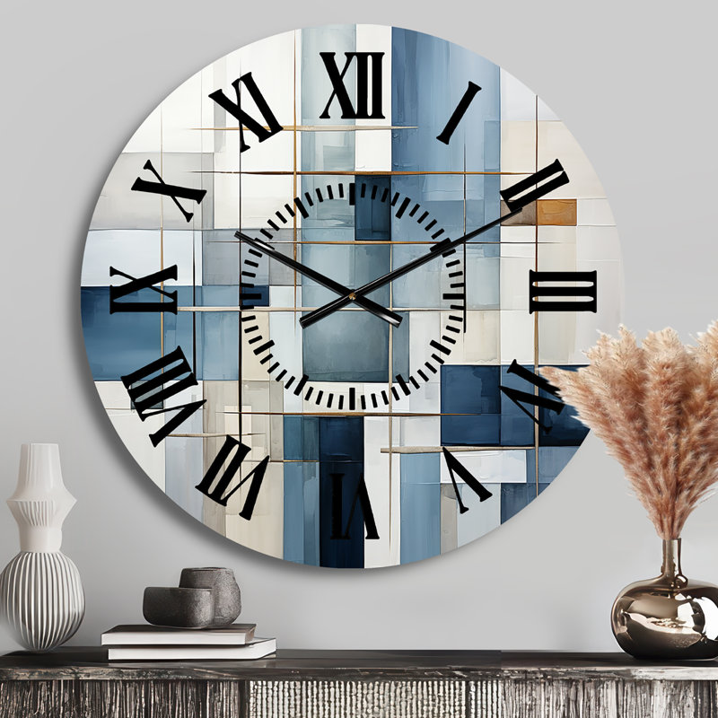 Horloge murale bleue et grise, Médium