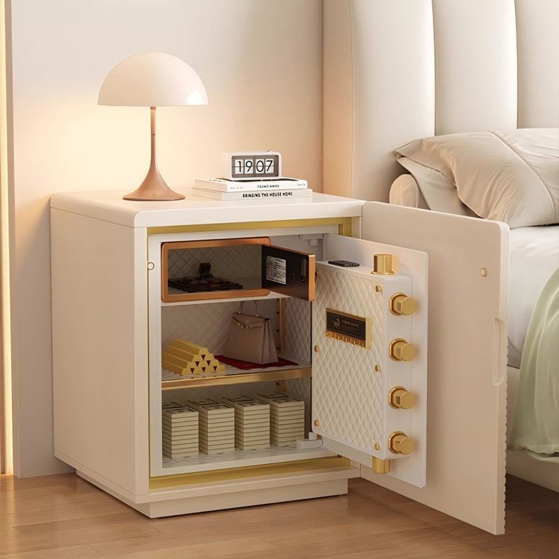 17.56"White integrated bedside cabinet and safe for home use