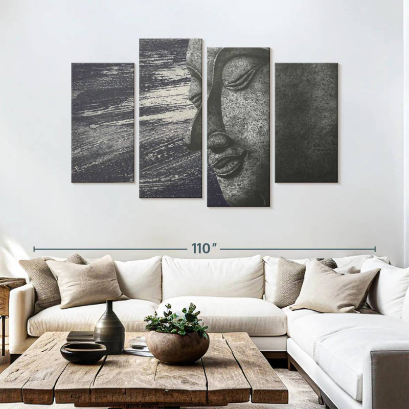 Visage de Bouddha abstrait Adella, H 54 po x l 84 po