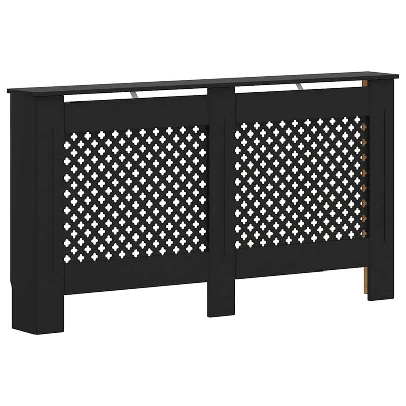 Housse de radiateur en panneau de fibres à densité moyenne noir avec couvercle décoratif de 59,8 x 7,5 x 32,1 po, Noir