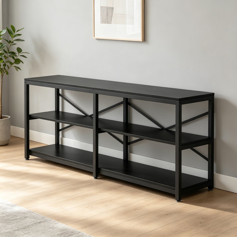 70.9" 3-Tier Console Table With Storage Shelves, Long Foyer & Sofa Table