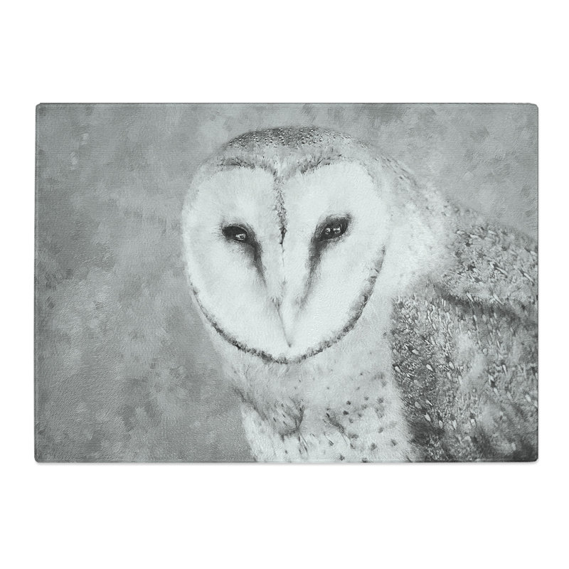 Tempered Glass Barn Owl Painting Chopping Board, 28.5 cm x 39 cm