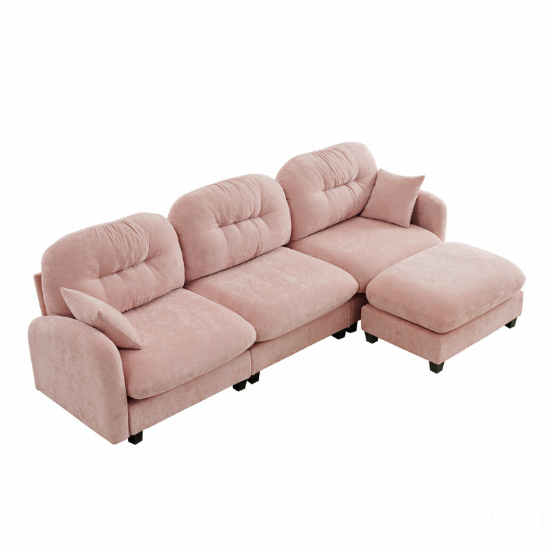 Canapé modulaire modulaire en forme de L avec repose-pieds, tissu chenille de qualité supérieure, dossier capitonné, conception ergonomique