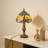 14.7" H Vintage Stained Glass Tiffany Table Lamp With E26 Bulb