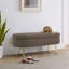 Banc de rangement repose-pieds ovale en flanelle avec pieds en métal-1973081007