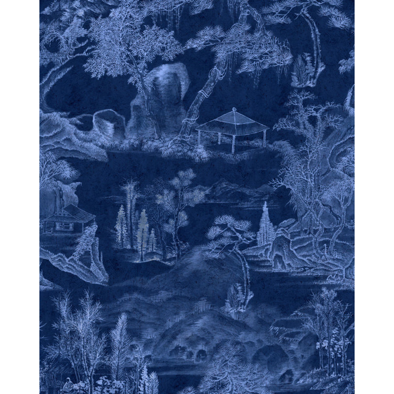 Indigo Addiction Toile Wallpaper Roll