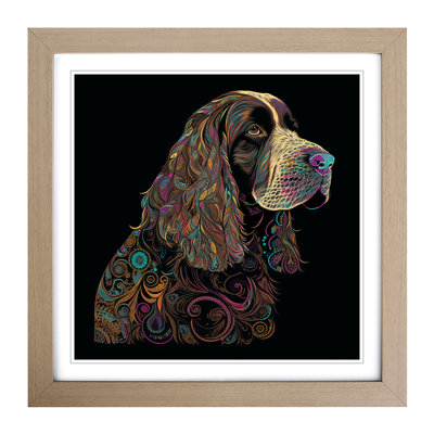 Cocker Spaniel Paisley Art - Framed Print