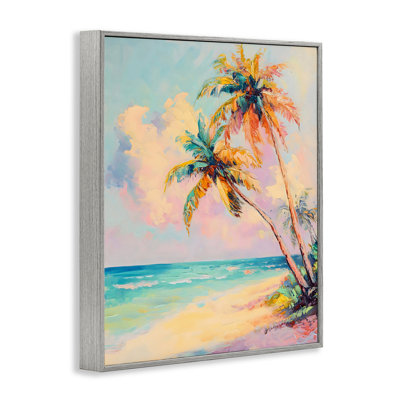 Scène de bord de mer pastel coloré, estampe numérique, design par LSR Design Studio