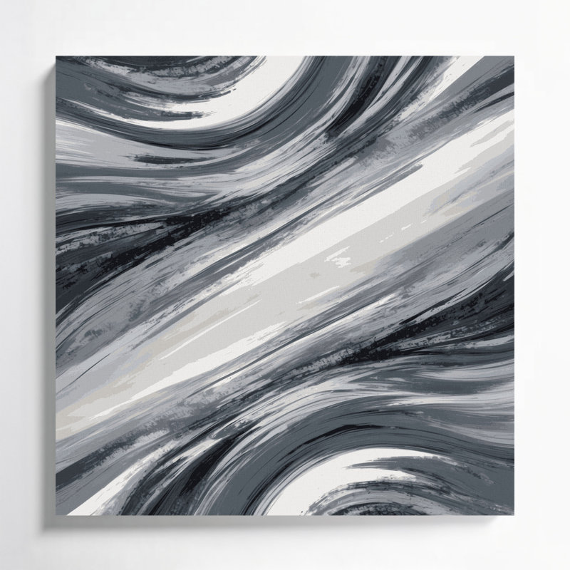 «Abstract Landscape 87», art mural sur toile noire, H 12 po x l 12 po