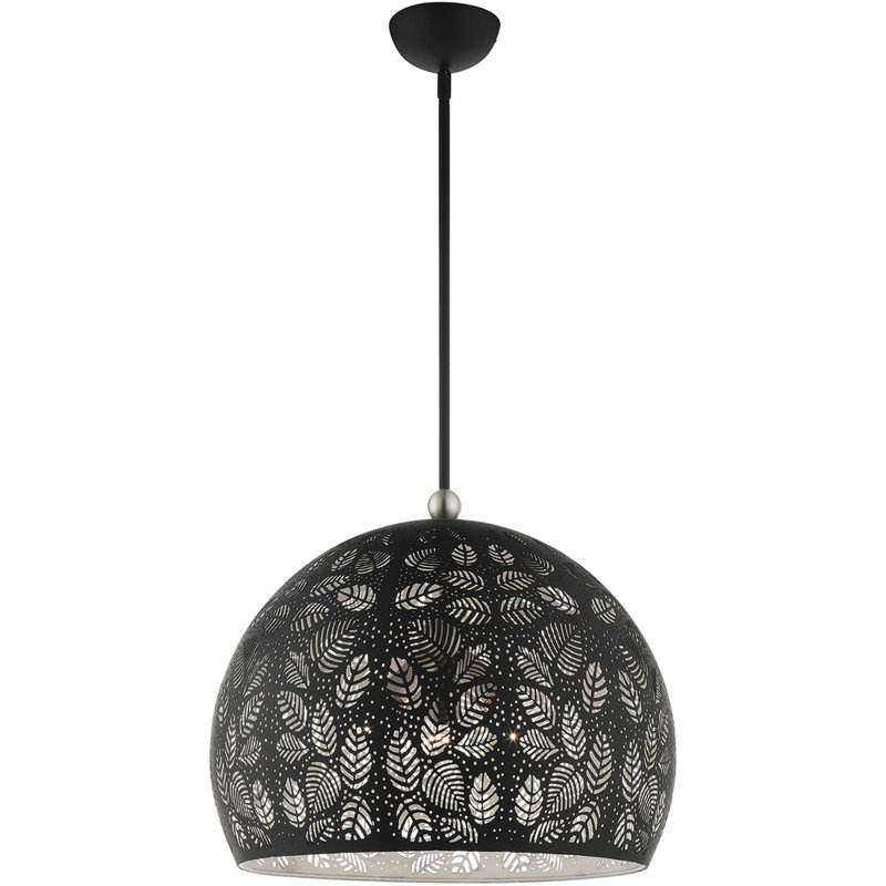 Chantily Bohemian Black and Nickel Globe Pendant with Crystal Accents