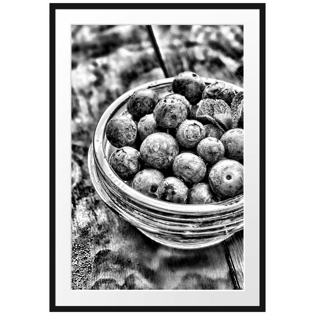 Gerahmtes Poster Heidelbeeren Frucht Obst