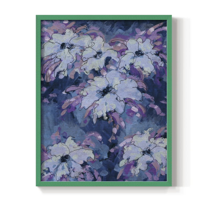 «Hidden Blooms I», reproduction encadrée - bois massif, H 11 po x l 9 po, Vert