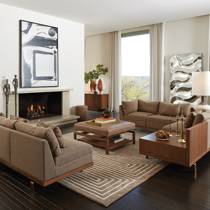 Latitudes Wool Geometric Area Rug in Brown