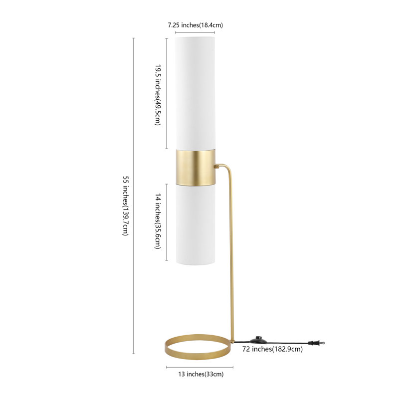Lampe sur pied colonne 55 po Lipari, Doré