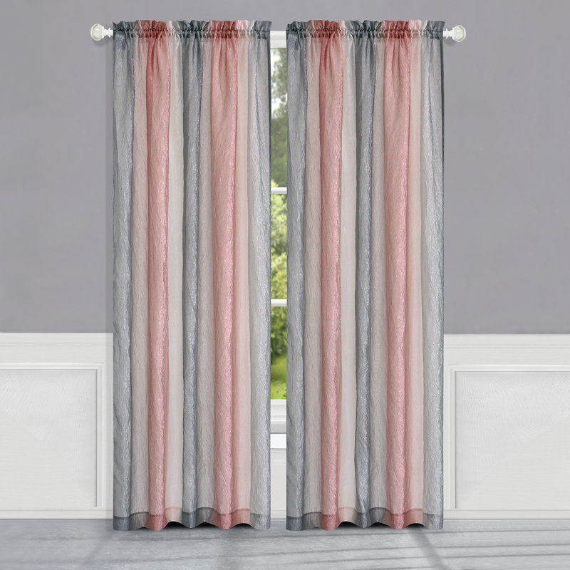 Velia Cotton Blend Sheer Curtain Single Panel, 50" W x 84" L, Blue